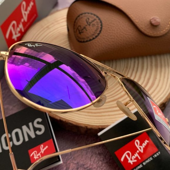 Ray-Ban Aviator Gradient RB3025 Purple Mirror 58mm - Picture 5 of 9